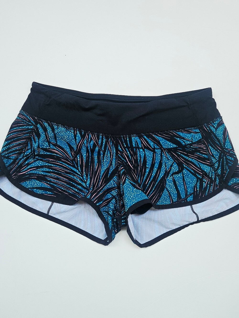 Lululemon Speed Up Run Shorts Size 6 Tropical Blue Black Pink Good Condition